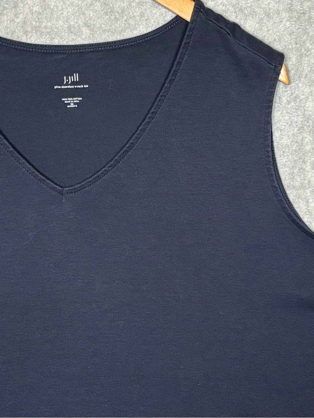 J.Jill Pima Sleeveless V-Neck Tee Tank Top-Navy Blue-Women Size 3X
